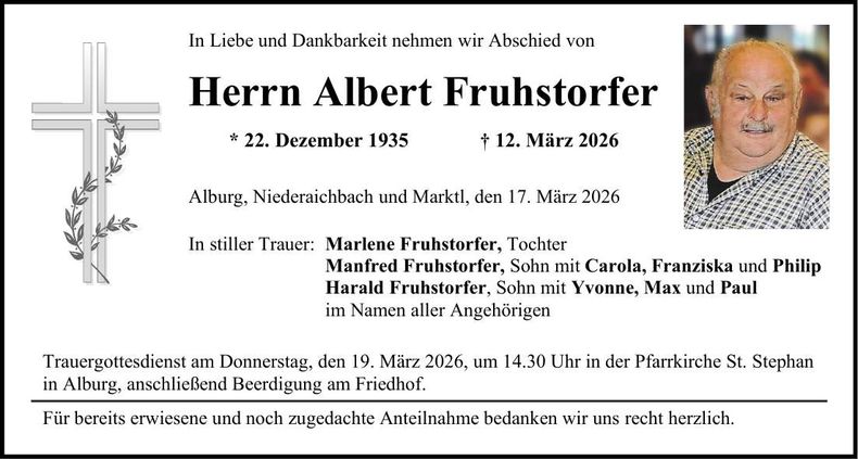 Traueranzeige Albert Fruhstorfer