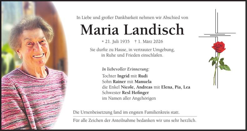 Traueranzeige Maria Landisch