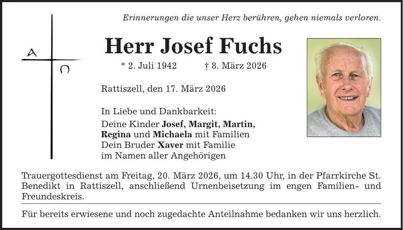 Traueranzeige Sepp Fuchs
