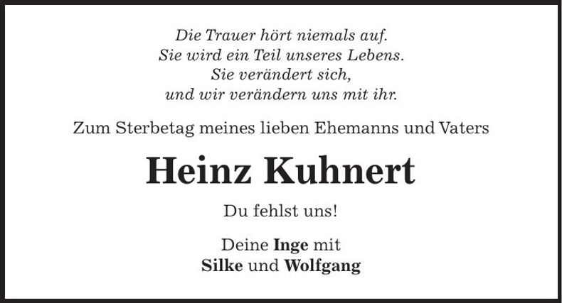 Traueranzeige Heinz Kuhnert