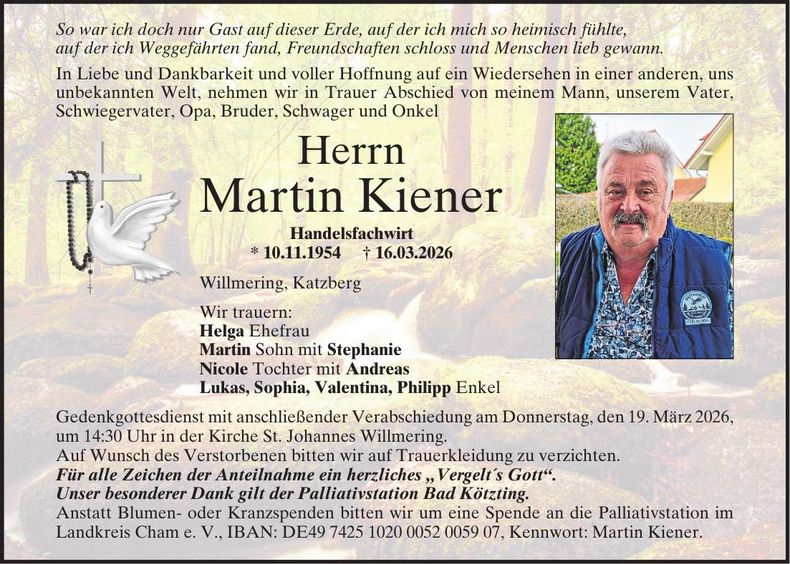 Traueranzeige Martin Kiener