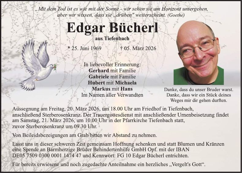 Traueranzeige Edgar Bücherl