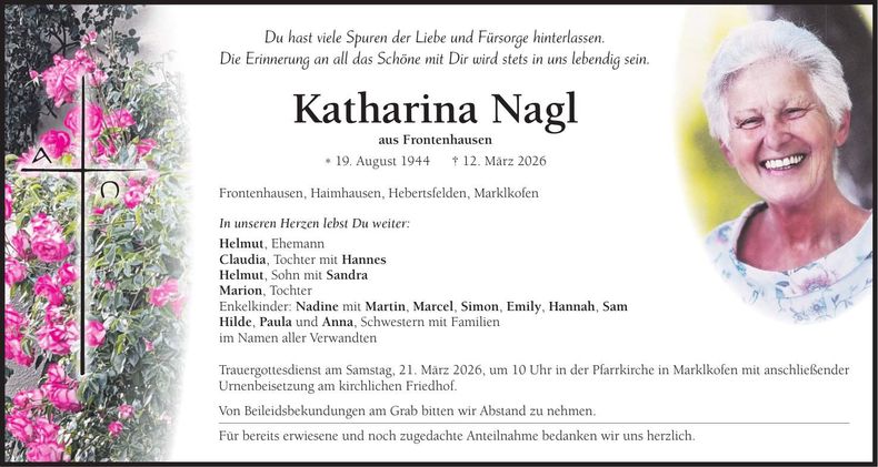 Traueranzeige Katharina Nagl