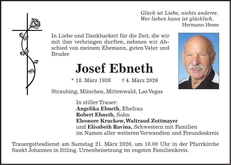 Traueranzeige Josef Ebneth