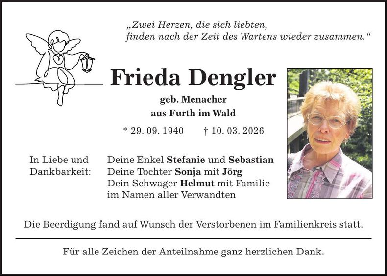 Traueranzeige Frieda Dengler