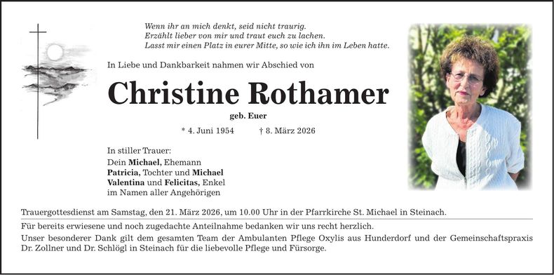 Traueranzeige Christine Rothamer