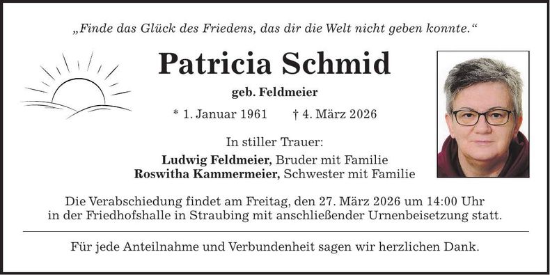 Traueranzeige Patricia Schmid