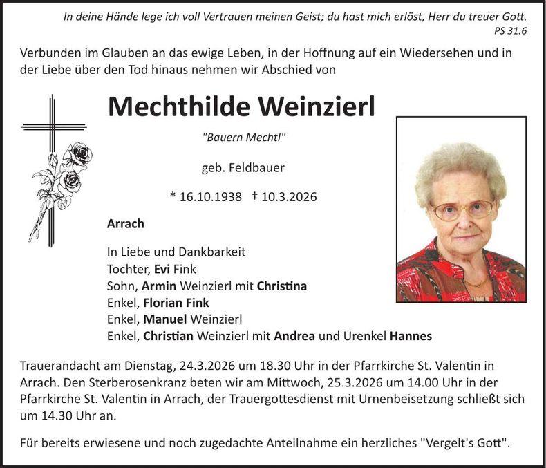 Traueranzeige Mechthilde Weinzierl