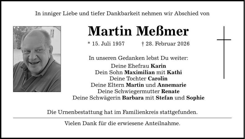 Traueranzeige Martin Meßmer