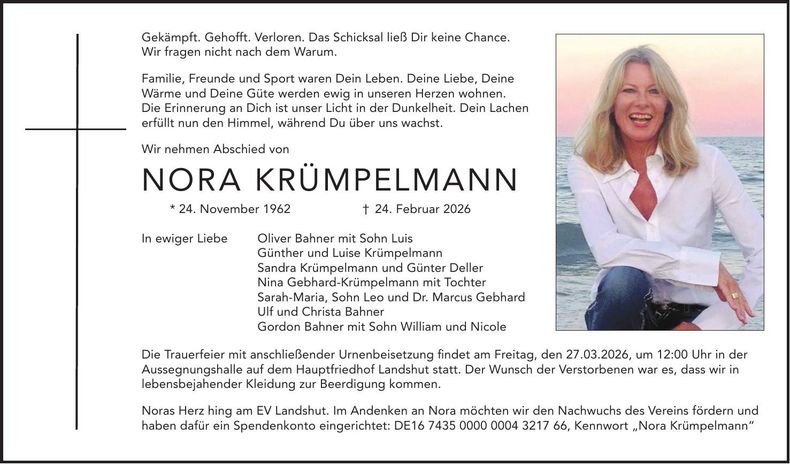 Traueranzeige Nora Krümpelmann