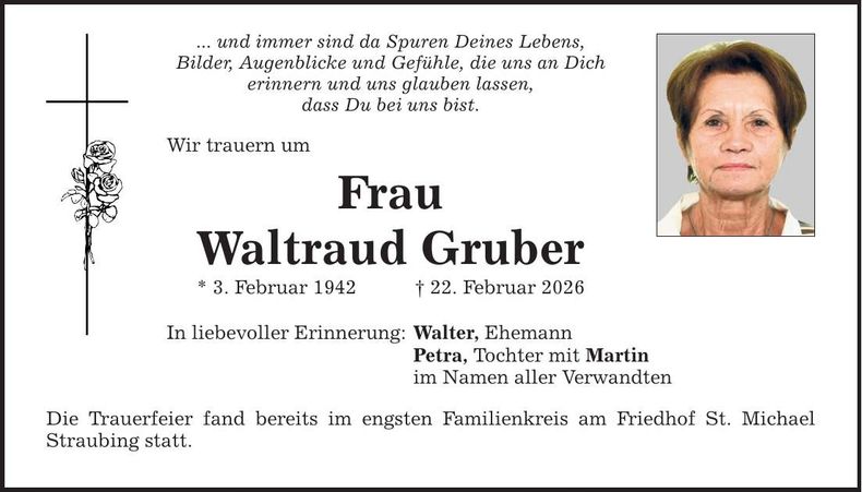 Traueranzeige Waltraud Gruber