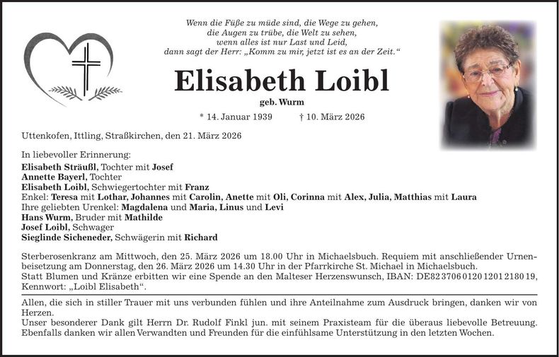 Traueranzeige Elisabeth Loibl