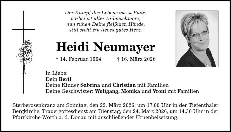 Traueranzeige Neumayer Heidi