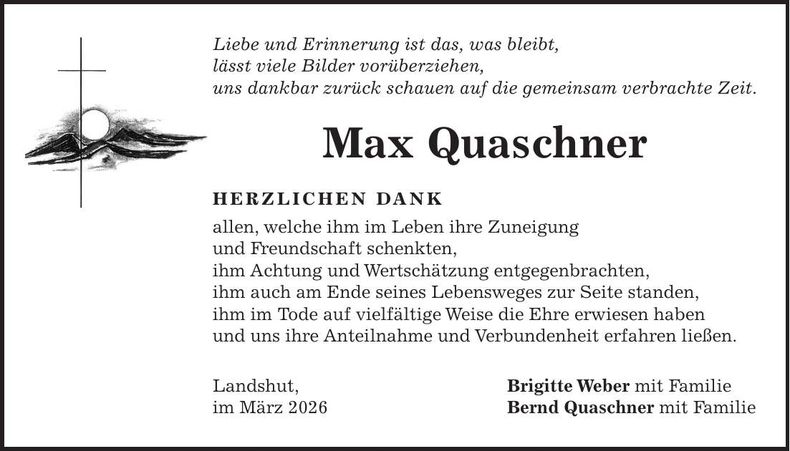 Traueranzeige Max Quaschner