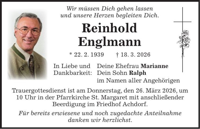 Traueranzeige Reinhold Englmann
