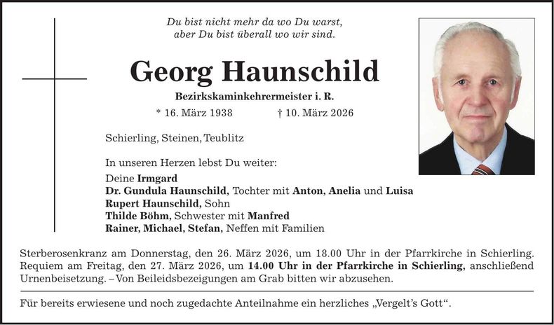 Traueranzeige Georg Haunschild