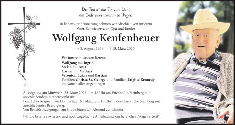 Traueranzeige Wolfgang Kenfenheuer