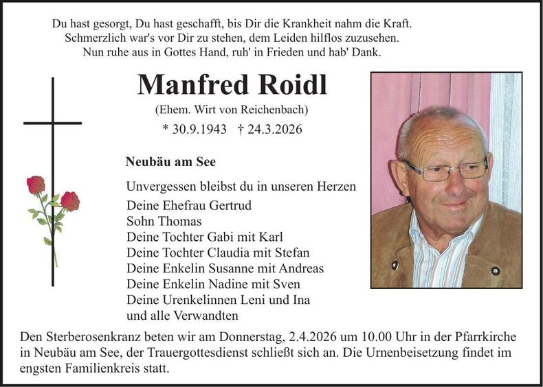 Traueranzeige Manfred Roidl