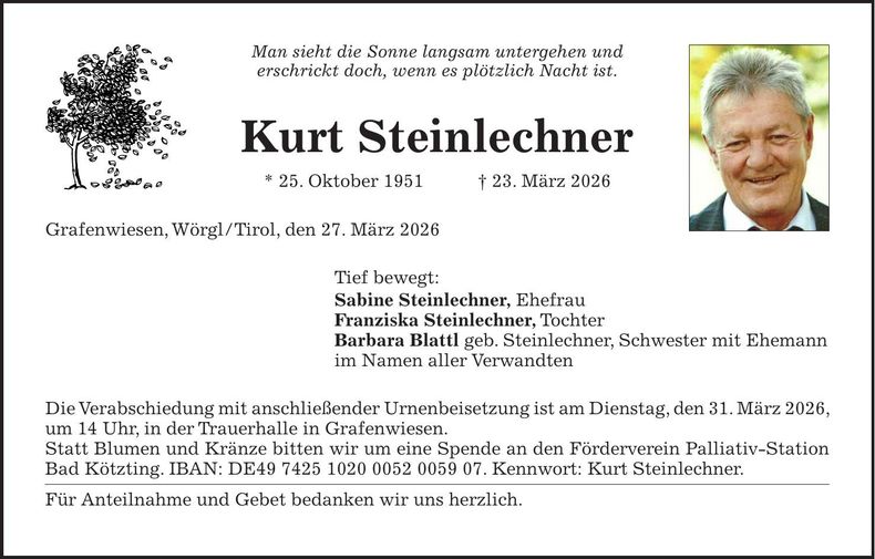 Traueranzeige Kurt Steinlechner