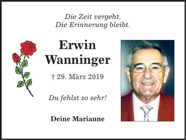 Traueranzeige Erwin Wanninger