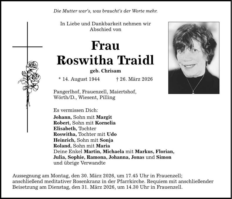 Traueranzeige Roswitha Traidl