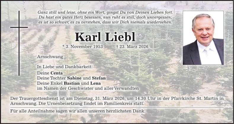 Traueranzeige Karl Liebl