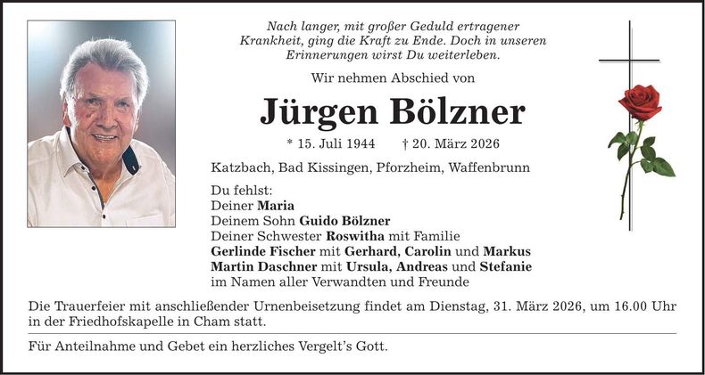 Traueranzeige Jürgen Bölzner