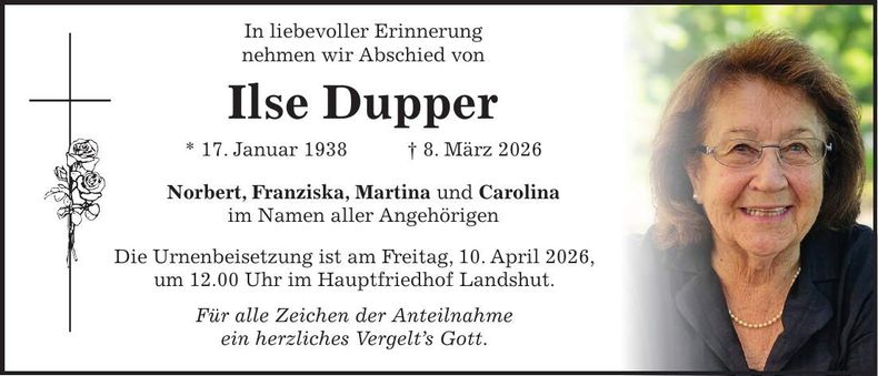 Traueranzeige Ilse Dupper