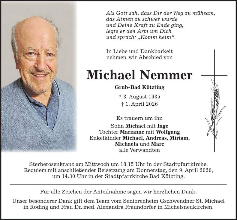 Traueranzeige Michael Nemmer