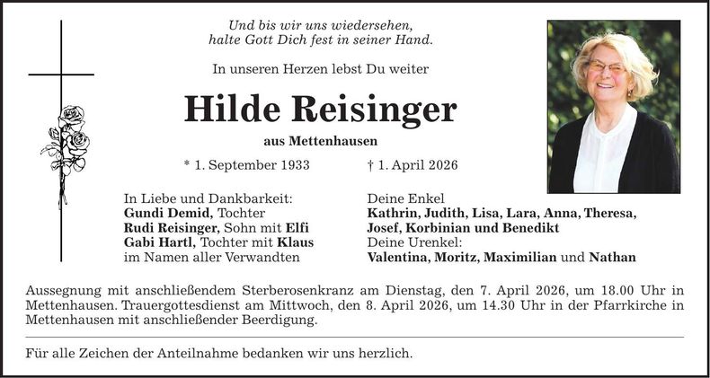 Traueranzeige Hilde Reisinger