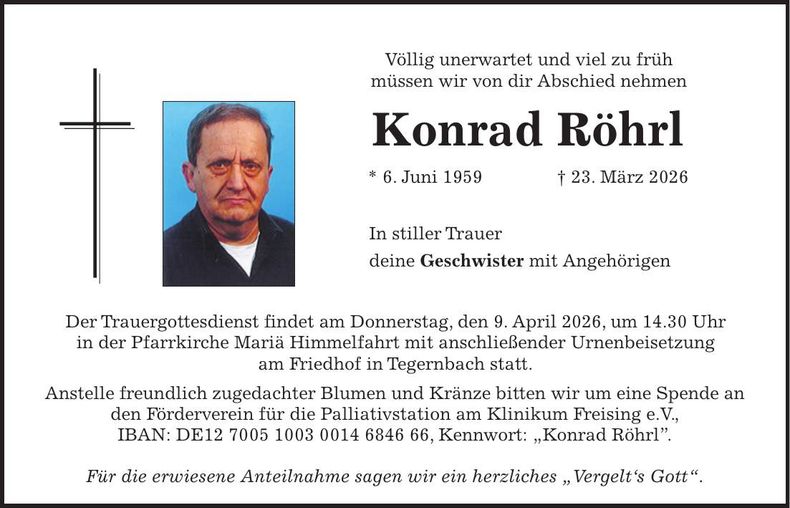 Traueranzeige Konrad Röhrl