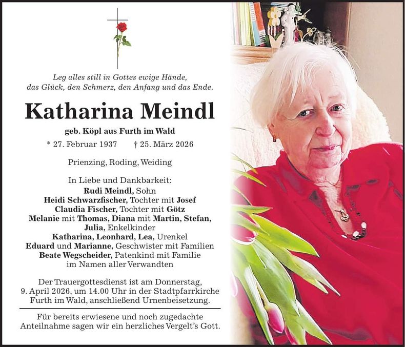 Traueranzeige Katharina Meindl