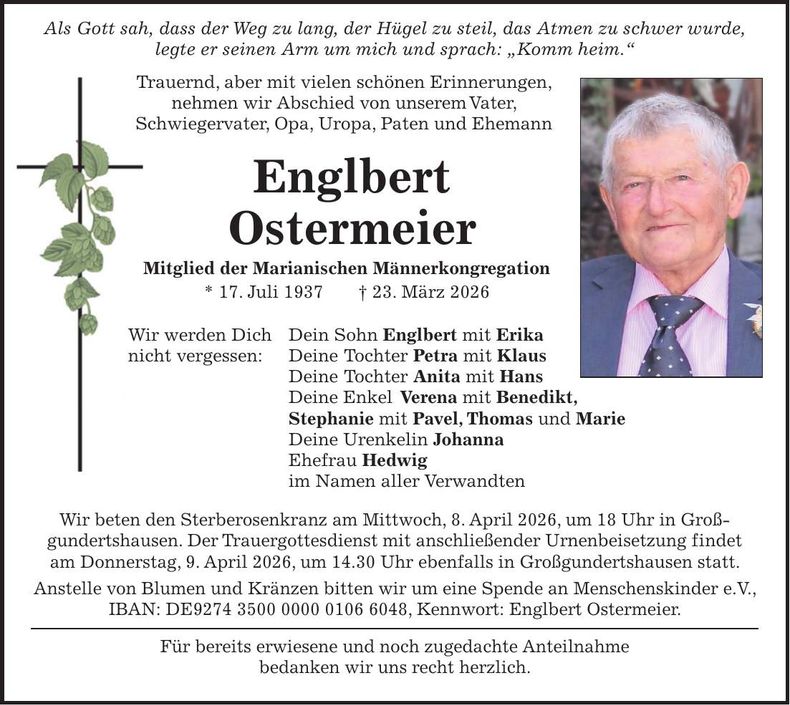 Traueranzeige Konrad Ostermeier