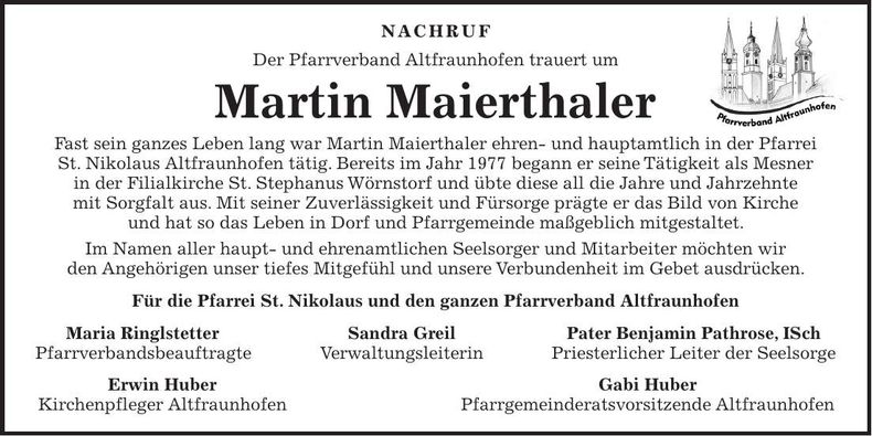 Traueranzeige Martin Maierthaler