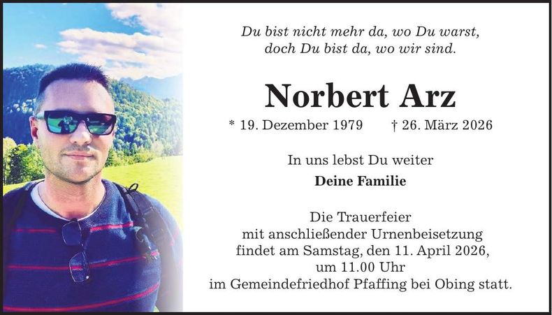 Traueranzeige Norbert Arz