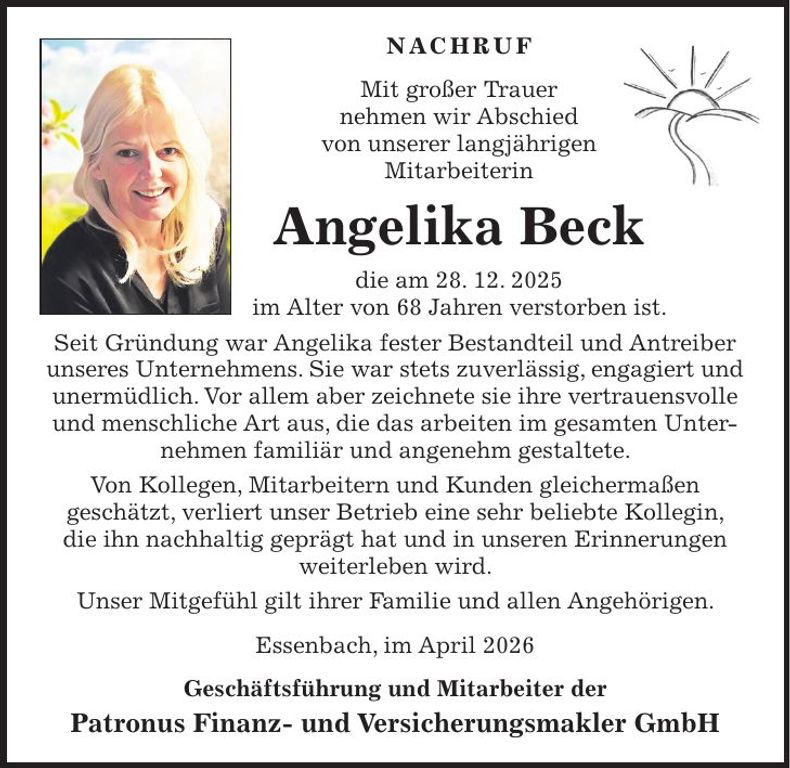 Traueranzeige Angelika Patronus