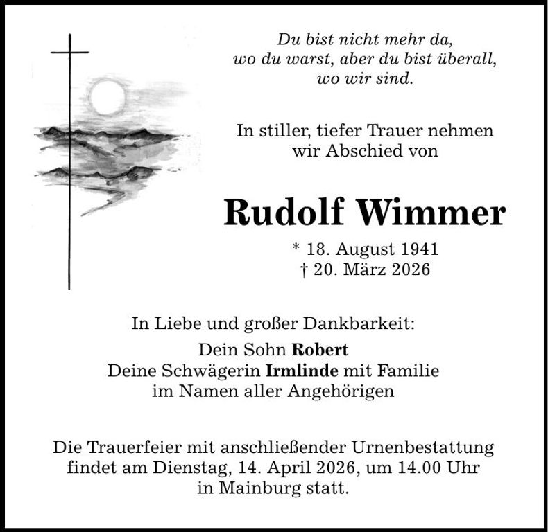 Traueranzeige Rudolf Wimmer