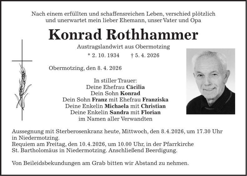 Traueranzeige Konrad Rothhammer