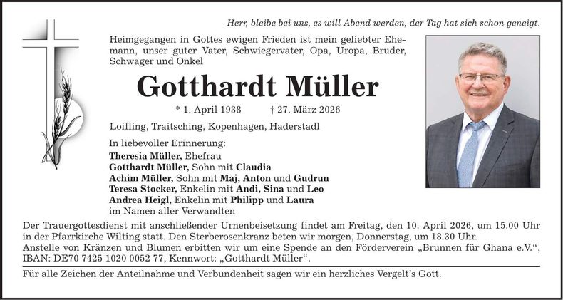 Traueranzeige Gotthardt Müller