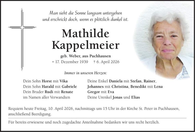 Traueranzeige Mathilde Kappelmeier
