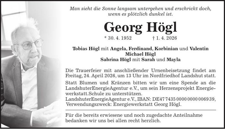 Traueranzeige Georg Högl
