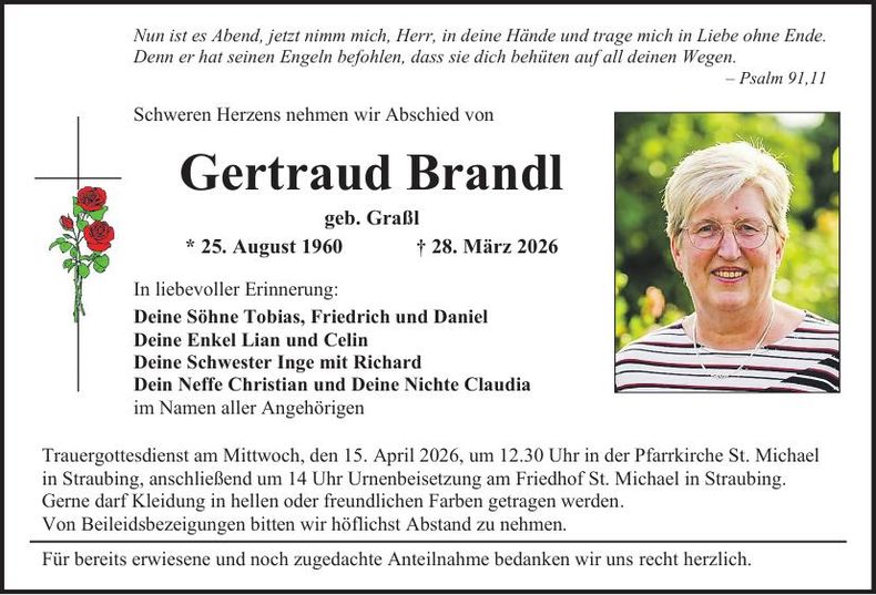 Traueranzeige Gertraud Brandl