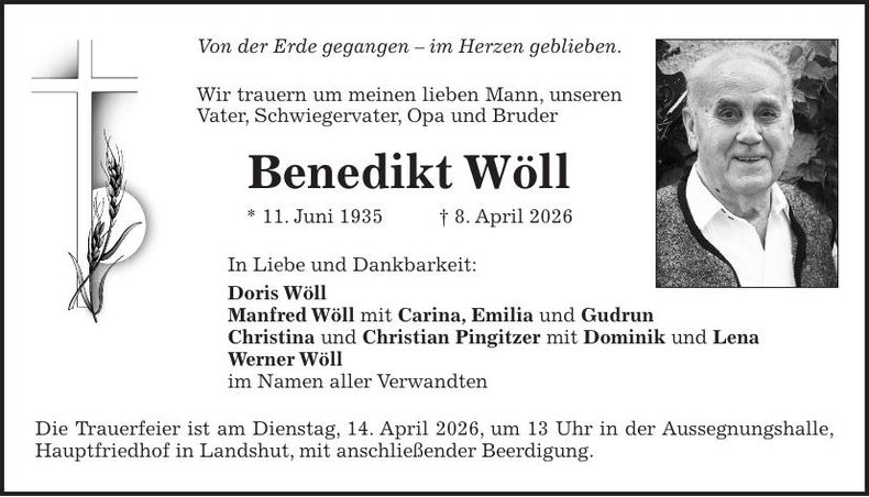 Traueranzeige Benedikt Wöll
