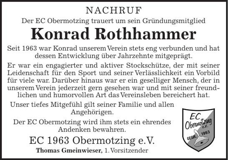 Traueranzeige Konrad Rothammer
