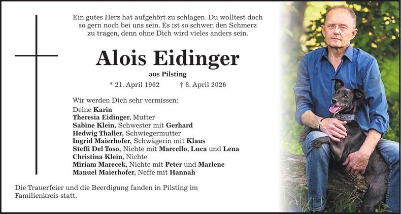 Traueranzeige Alois Eidinger