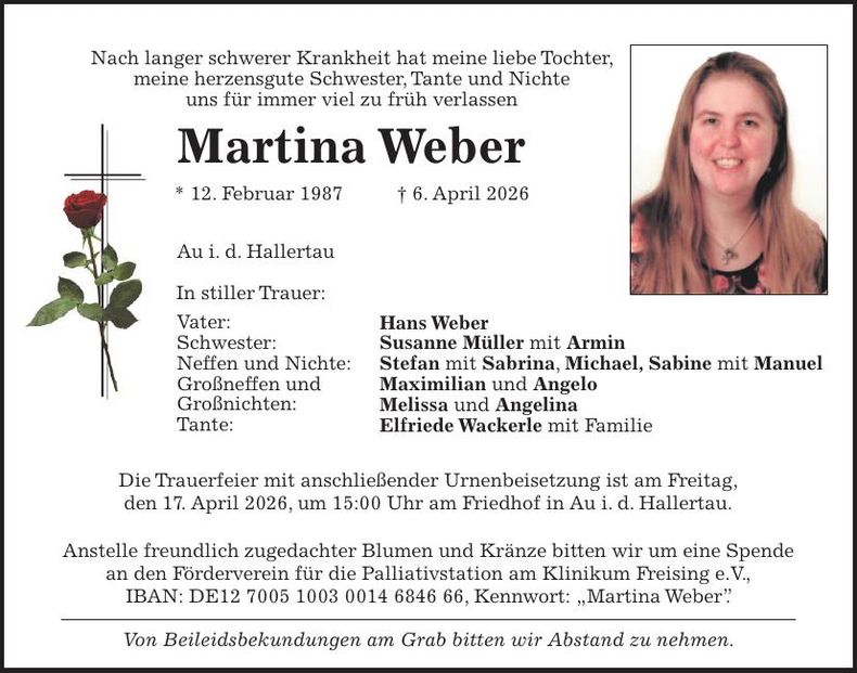 Traueranzeige Martina Weber