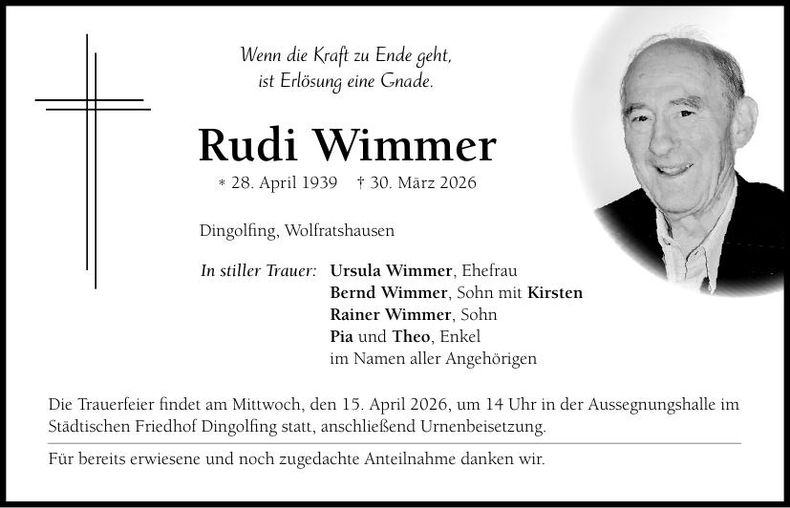 Traueranzeige Rudi Wimmer 