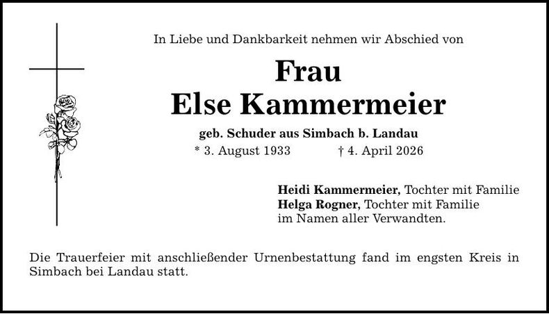 Traueranzeige Else Kammermeier