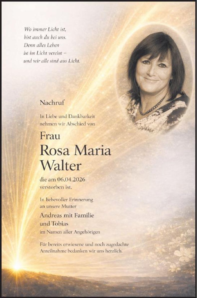 Traueranzeige Rosa Maria Walter