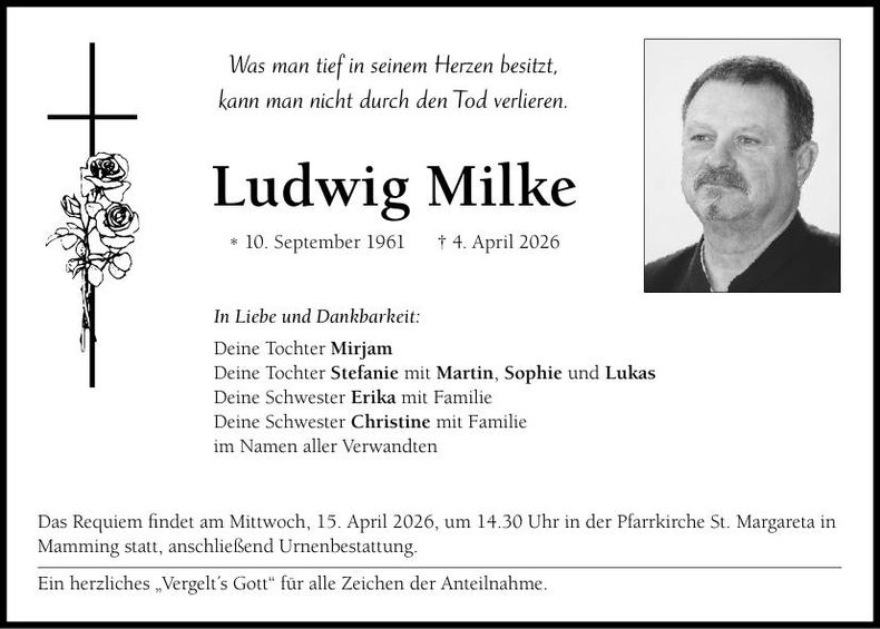 Traueranzeige Ludwig Milke